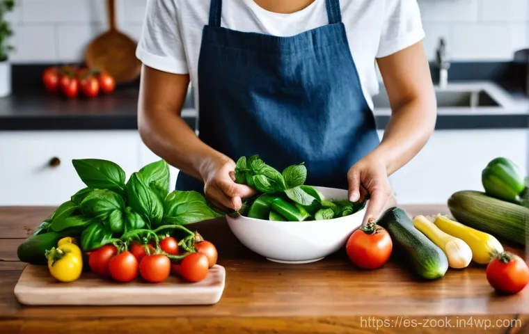 로컬푸드로 만드는 간편한 저녁 요리 - **Vibrant Local Market Scene:**
    "A bustling and vibrant outdoor farmers market scene in a quaint...