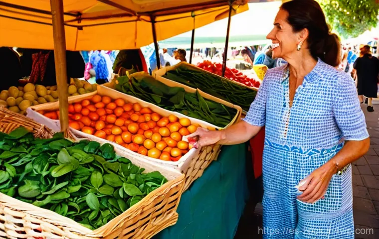 로컬푸드를 활용한 스무디 레시피 - **Prompt:** A vibrant, sun-drenched scene at a traditional Spanish farmers' market. A cheerful Spani...